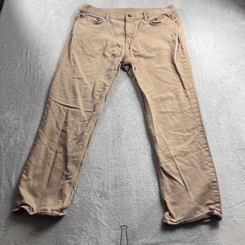 Banana Republic The Traveler Slim Khaki Chino Pants Mens 36x30 Tan 5-Pocket